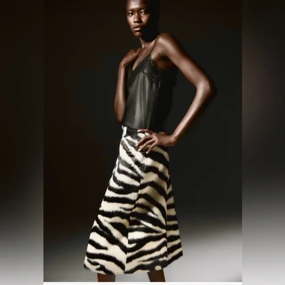 H&M ZEBRA PRINT ZIP-FRONT SKIRT - Picture 5 of 12